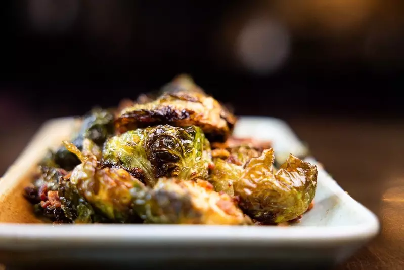 honey bacon brussels sprouts close up